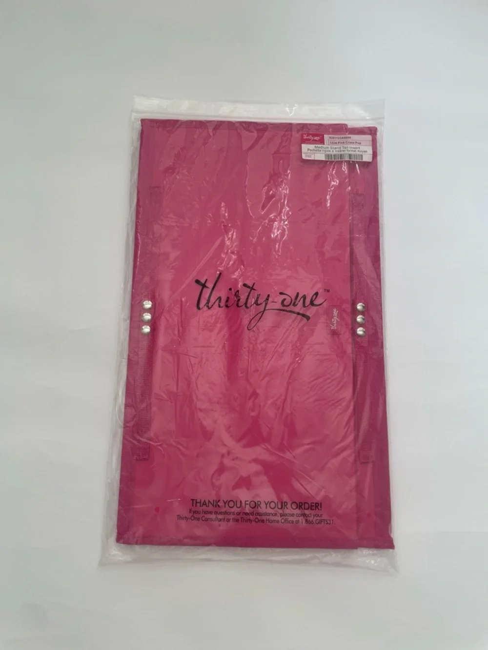 Thirty One Medium Stand Tall Insert Pink Cross Pop New Tote Bag Organizer NIB - Picture 2 of 9